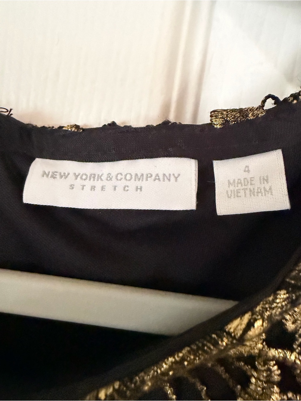 New York & Company Black and Gold Floral Lace Midi Sheath Dress - Picture 3 of 8